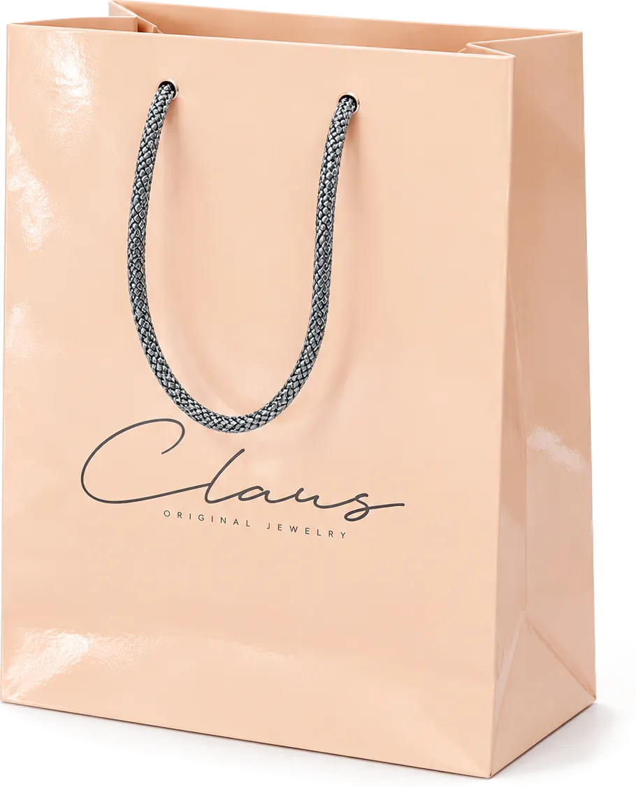 Sacola rosé da Claus com alça de cordão